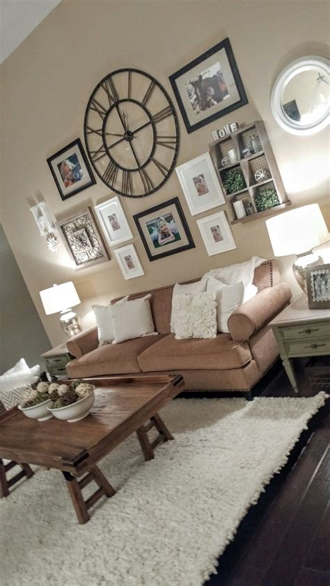 Collage wall | Wall decor living room rustic, Family room walls ...