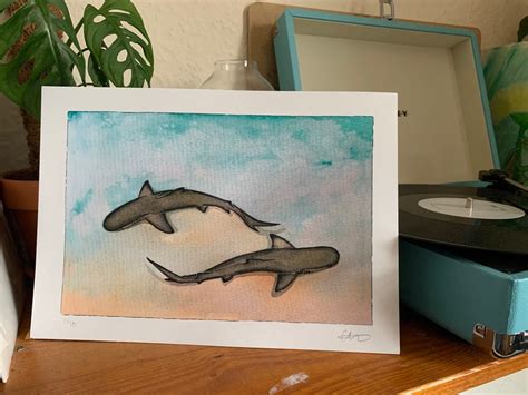 Lemon Shark Watercolour Print Marine Themed Wall Art Home Design - Etsy