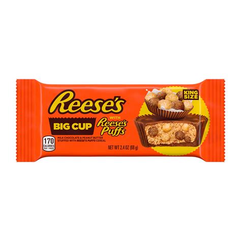 Reese's Big Cup Stuffed with REESE's Puffs Milk Chocolate King Size Peanut Butter Cups Candy ...