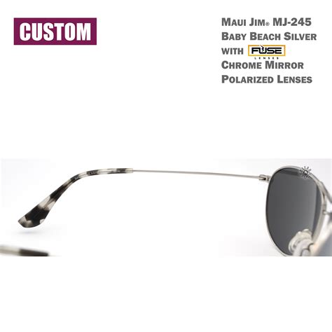 Custom Maui Jim Baby Beach MJ-245 Titanium Polarized Sunglasses Silver frame/Fuse Chrome Mirror