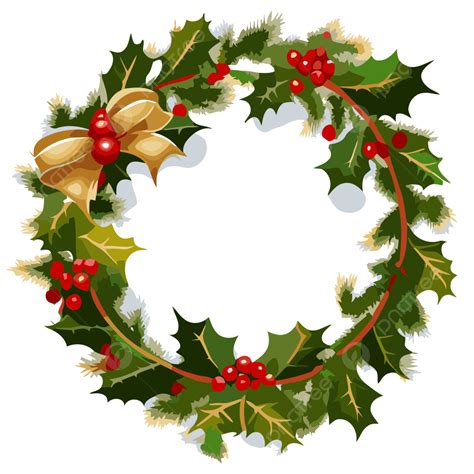 Christmas Wreath Free, Sticker Clipart Christmas Holly Wreath Vector Cartoon, Sticker, Clipart ...