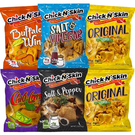 Buy Chick N’ Skin Fried Chicken Skins - Variety Pack (6 Count) 2 of Original, 1 of Chili Lime ...