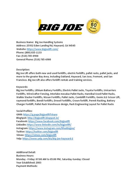 Big Joe Handling Systems | PDF