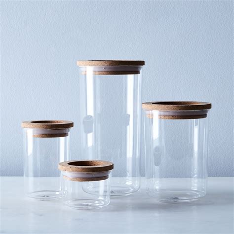 Cork & Glass Airtight Glass Storage Containers (Set of 4) | Glass storage containers, Container ...