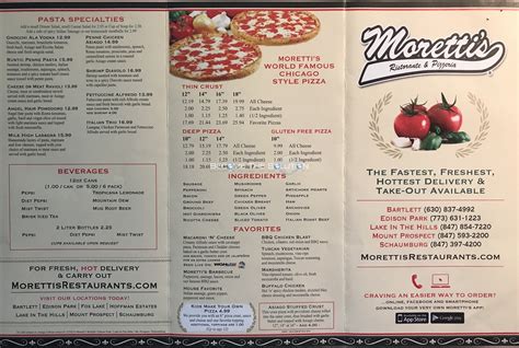 Moretti's Pizza Menu (Scanned Menu With Prices)