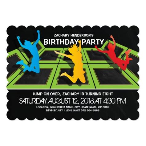 Trampoline Park Kids Birthday Party Invitation | Zazzle.com