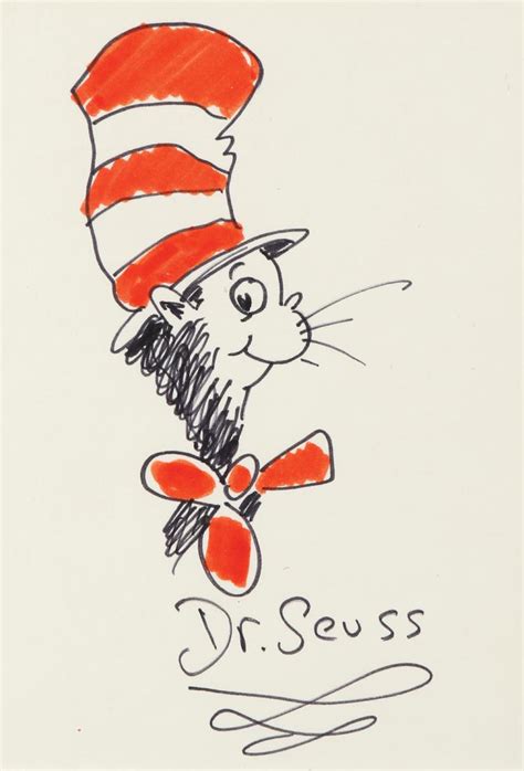 Sold Price: Dr Seuss signed sketches (2) of "The Cat in the Hat ...