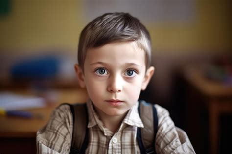 Premium AI Image | Portrait of a young boy in the classroom created ...