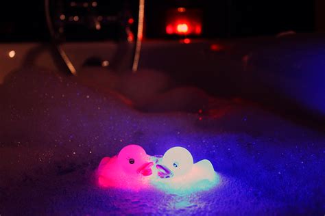 ducks in bubble bath | A relaxing bubble bath with 2 glow in… | Flickr