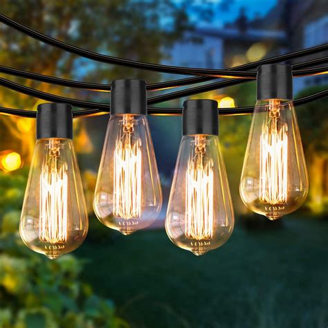 26ft Solar String Lights Outdoor Hanging with 20 Vintage Edison Shatterproof Bulbs, PASEO ...
