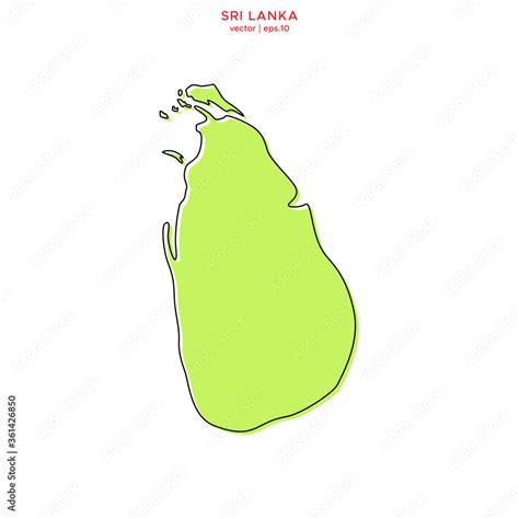 Green Map of Sri Lanka with Outline Vector Design Template. Editable ...