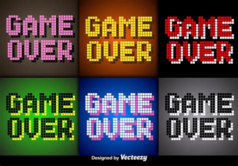 Vector Pixel Game Over Screens for Video Games 104918 Vector Art at ...