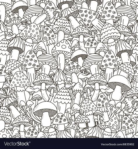 Doodle mushrooms seamless pattern Royalty Free Vector Image | Stuffed ...