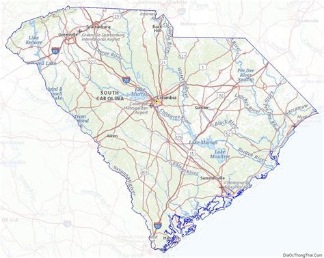 Topographic map of South Carolina v2 | South carolina