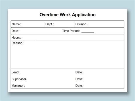 EXCEL of Overtime Work Application.xlsx | WPS Free Templates