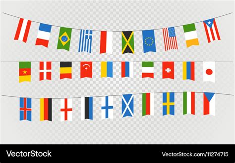 Color flags of different countries on transparent Vector Image