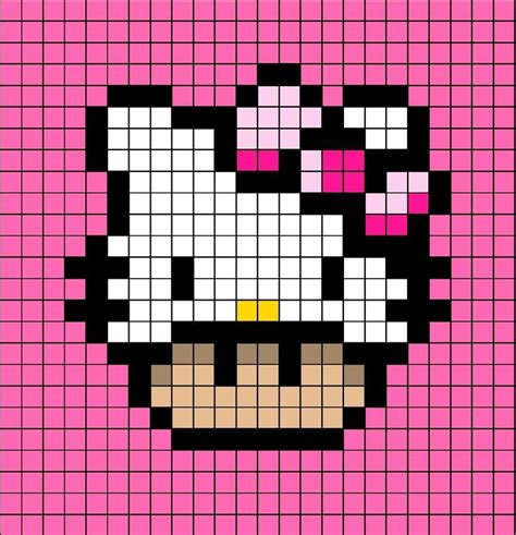 Hello Kitty Mushroom Pixel Art | Pixel art pattern, Pixel art, Pixel ...