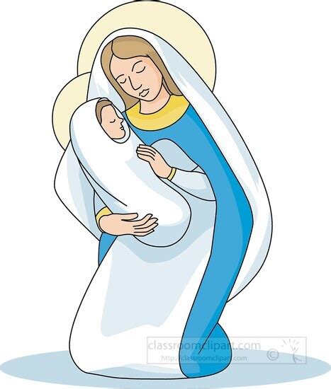 Christian Clipart-Virgin Mary with Christ Child Clipart