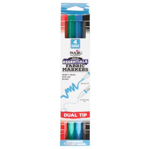 Tulip® Fabric Markers Dual Tip 4 Pack Essentials, Permanent - Walmart.com