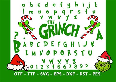 Grinch Font Svg, Svg Font, Alphabet Svg, Green Character Font, Cartoon Font, Truetype, Opentype ...