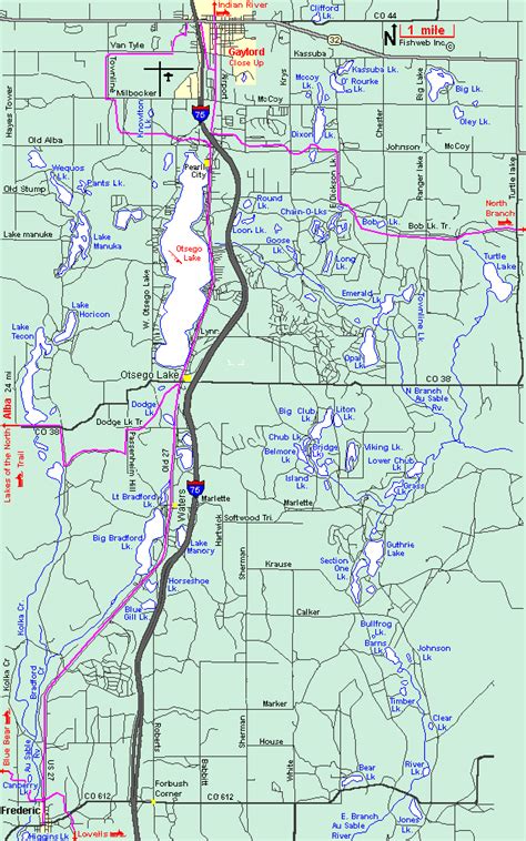 Michigan Snowmobiling Gaylord - Frederic Snowmobile Trail Map Michigan ...