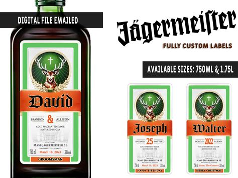 Custom Jagermeister Label Bottle DIGITAL File Jagermeister - Etsy