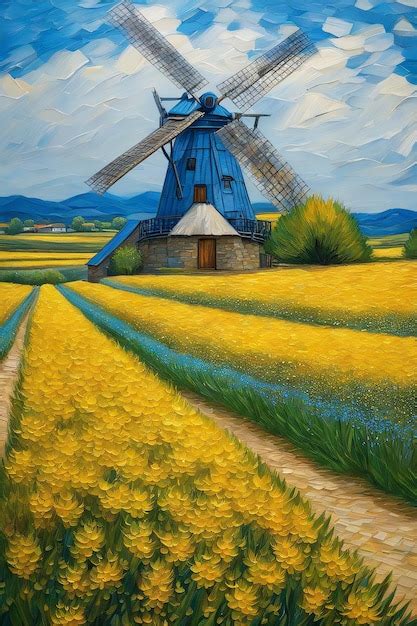 Premium AI Image | Van Gogh style village town landscapes Canvas ...