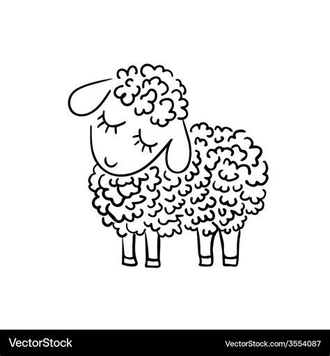 Sheep sketch on white background Royalty Free Vector Image