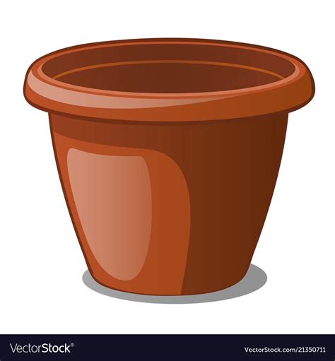 Flower pot brown color isolated on a white background. Cartoon vector close-up illustration ...