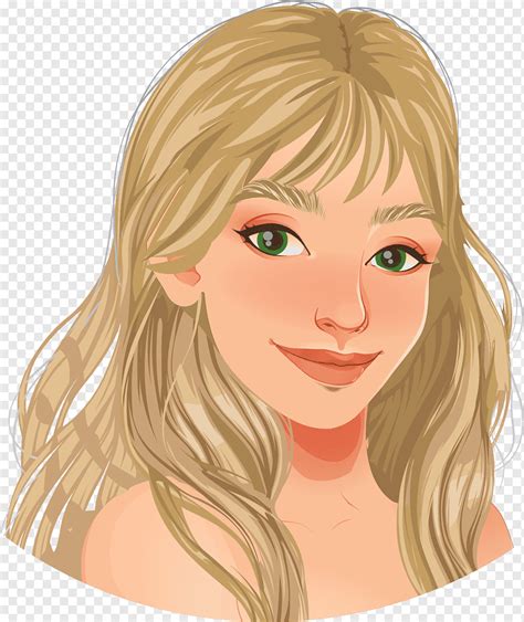 Blonde girl illustration smiley face, png | PNGWing