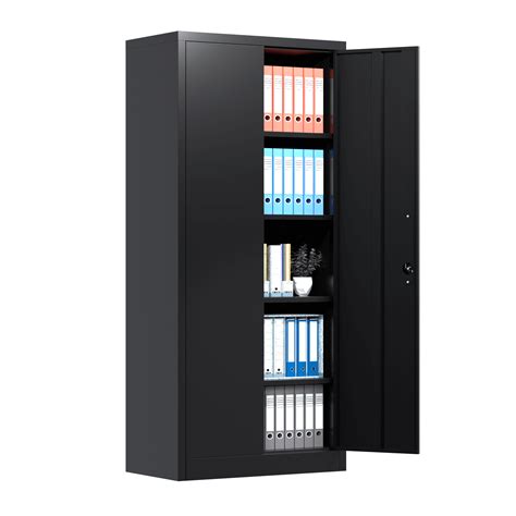 KUIKUI Metal Garage Storage Cabinet with 2 Doors and 4 Adjustable Shelves, Steel Lockable File ...