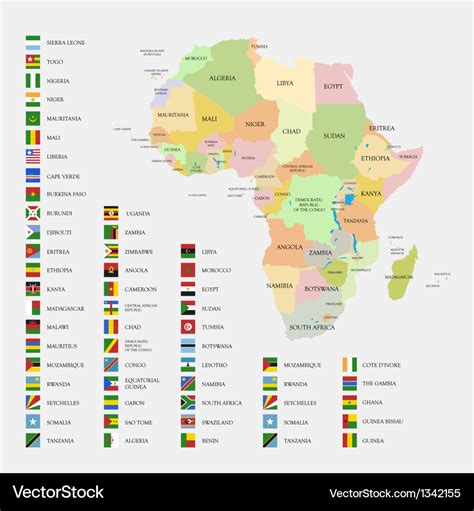 Africa flags and map Royalty Free Vector Image