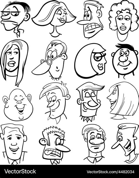 Cartoon people characters faces Royalty Free Vector Image