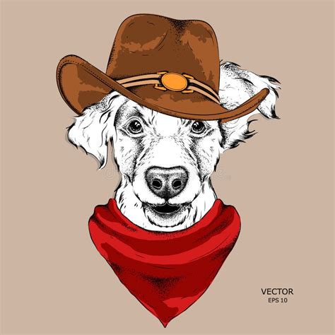 A Dog in a Cowboy Hat. Vector Illustration Stock Vector - Illustration ...