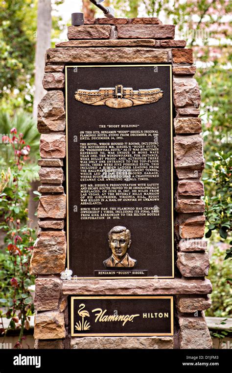 Memorial to mobster Bugsy Siegel at the Flamingo Hotel & Casino in Stock Photo, Royalty Free ...