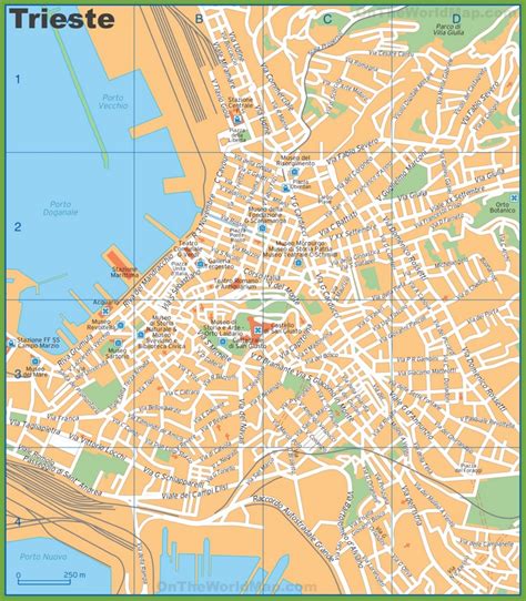 Tourist map of Trieste city centre