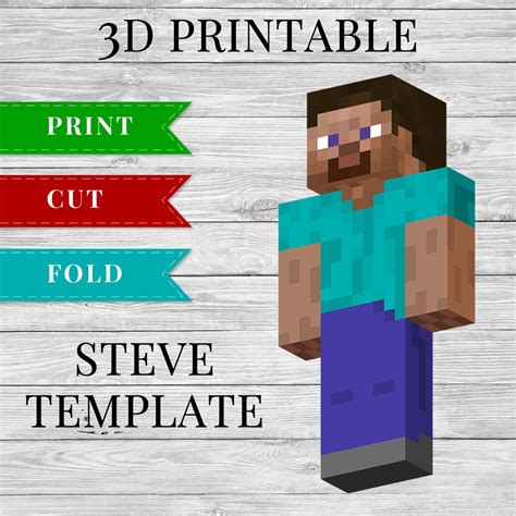 Minecraft Steve - 3D Printable Minecraft Steve Papercraft Template