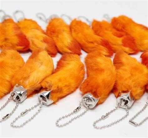 Silver - Orange | Rabbits foot, Lucky rabbit, Keychain