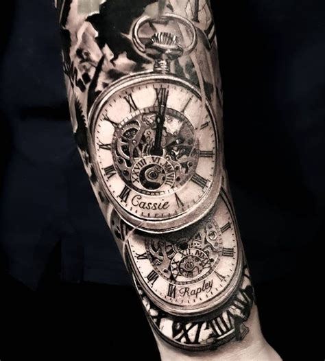 Clock Tattoo Sleeve, Clock Tattoos, Clock Tattoo Design, Bike Tattoos, Tattoo Sleeve Designs ...