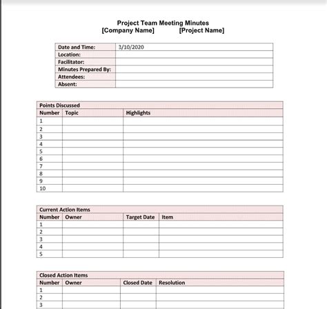 Free Downloads: Team Meeting Minute Template for Excel and Word