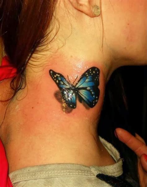 52 tatuagens incríveis para o pescoço | Realistic butterfly tattoo, Butterfly tattoos images ...