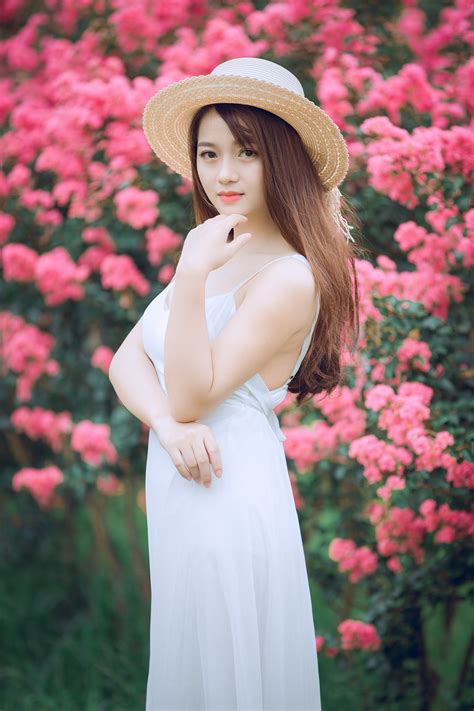 Free Images : beautiful, bloom, blossom, dress, fashion, flowers, garden, girl, grass, hat ...