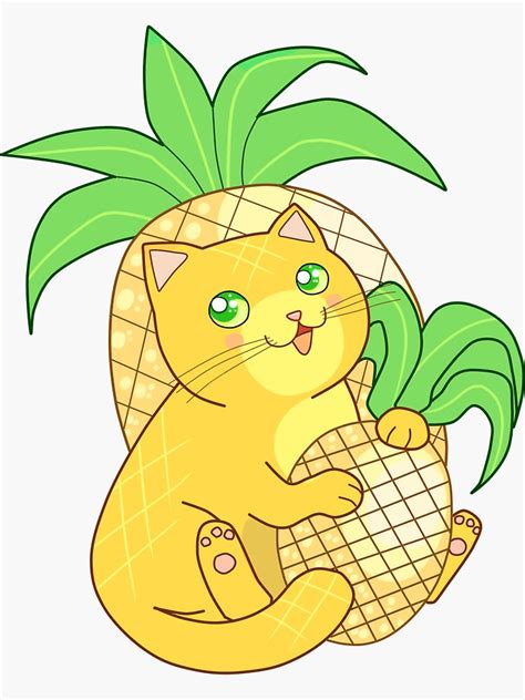 "Pineapple Cat" Sticker for Sale by keterok | Redbubble