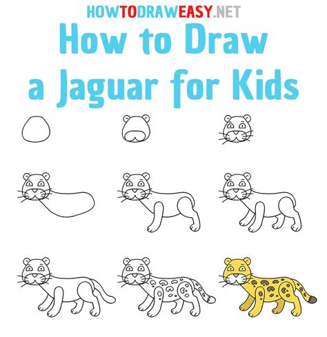 How to Draw a Jaguar Step by Step | Drawing for kids, Cute easy ...