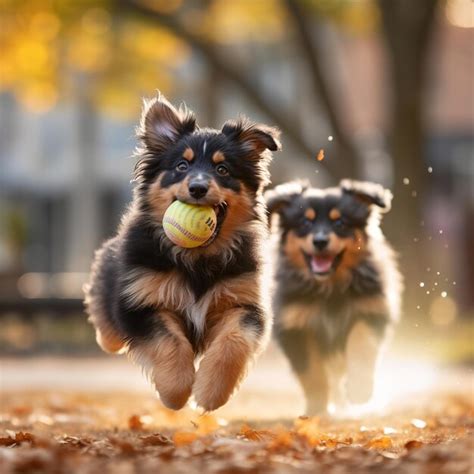 Premium AI Image | happy puppies playing together