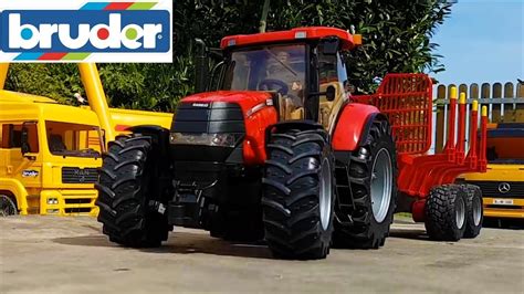 Stunning BRUDER RC tractors wood transport! - YouTube