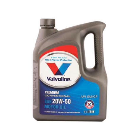 Valvoline 20W50 Premium Conventional Motor Oil 4L SN