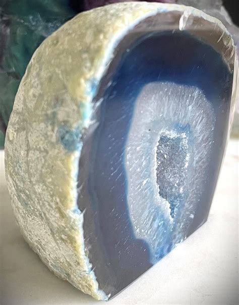 Blue Agate Geode Half - Sapphire and Soul