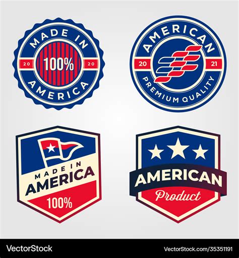 Made in america usa label set retro design Vector Image