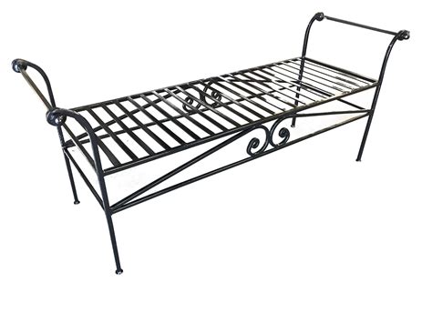 Scrolling Black Wrought Iron Chaise Lounge Bench - Etsy | Wrought iron ...